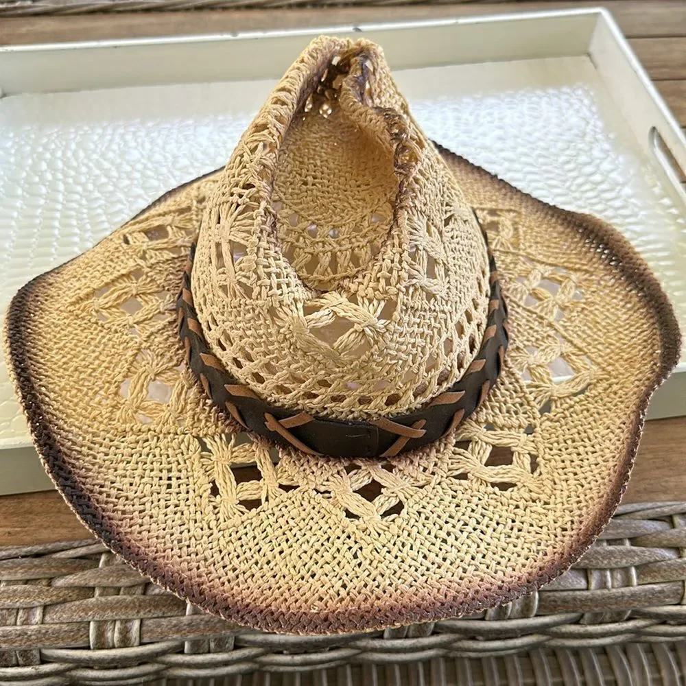 TOVOSO Straw Cowboy Hat for Women and Men with Shape-It Brim, O/S